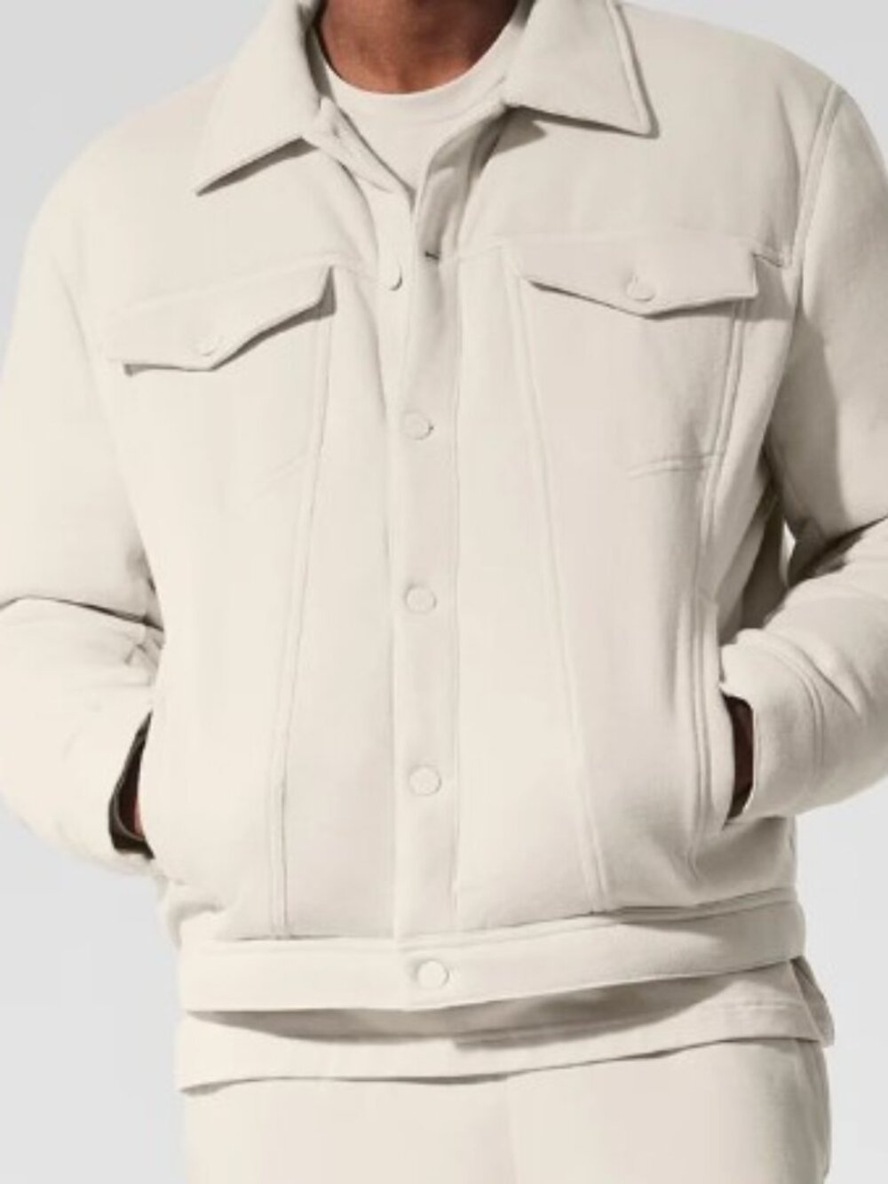 ALO Yoga Cream Neutral Jacket Relaxed Fit Athleisure Unisex Style Size S